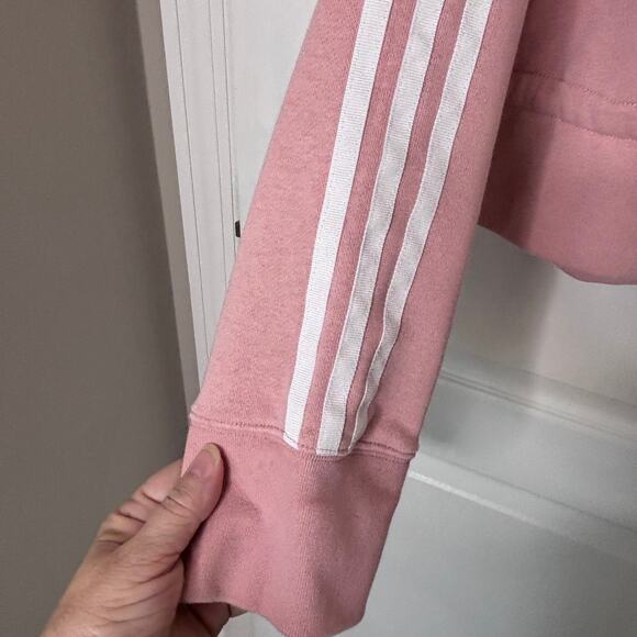 Adidas Bellista Wms Small LS Cropped Pink Pullover Sweatshirt Casual Activewear - Picture 6 of 9